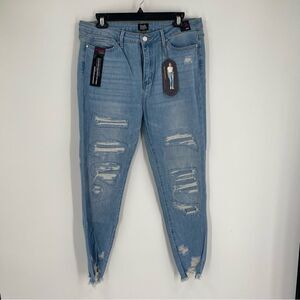 Simple Society Ridgid Front Stretch Back Light Blue Boyfriend Jeans 15/32